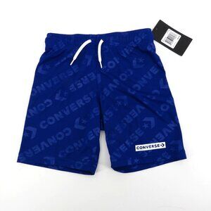 Converse Boys Blue Logo Print Mesh Shorts Size 6 Drawstring Waist NWT $24